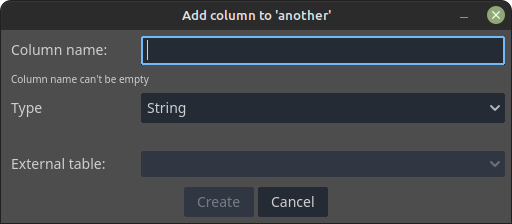 Database - Add Column Dialog