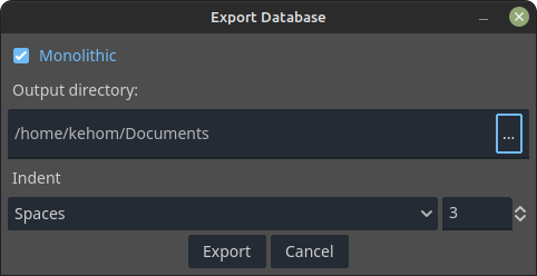 Database - Export Dialog