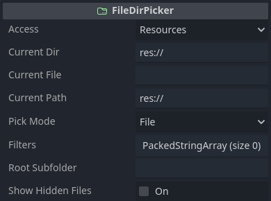 FileDirPicker - Inspector