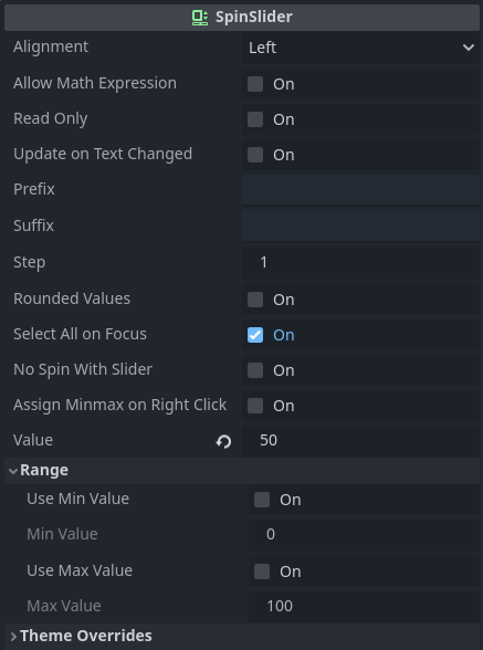 SpinSlider - Inspector