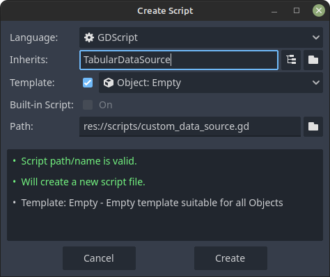 Custom Data Source Script