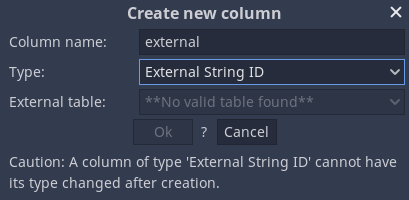 Add New Column - Invalid External