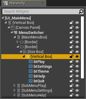 UIMainMenu Page 0 Hierarchy